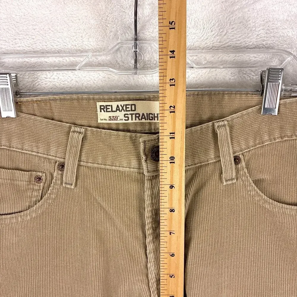VTG Levis 559 Pants Men 33x30 Beige Corduroy Relaxed Straight Baggy Skate Y2K